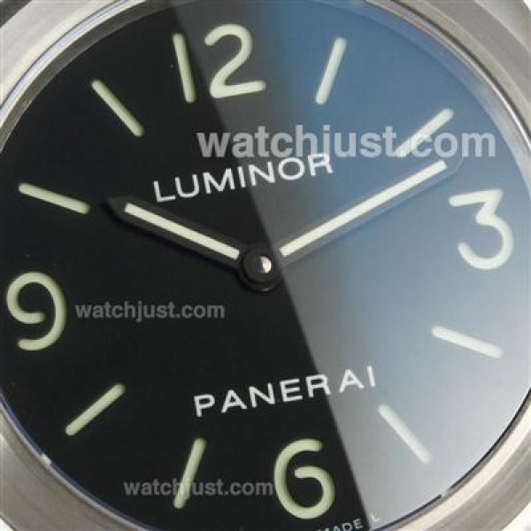 Panerai Luminor Unitas 6497 Movement Swan Neck Titanium Case with Black Dial-Coffee Leather Strap
