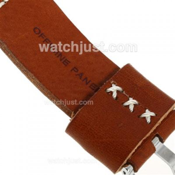 Panerai Luminor OP Logo Unitas 6497 Movement with Black Dial-Brown Leather Strap