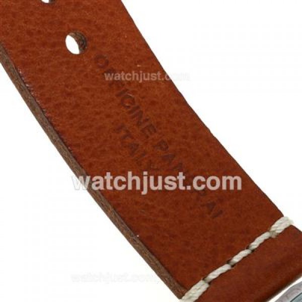 Panerai Luminor OP Logo Unitas 6497 Movement with Black Dial-Brown Leather Strap