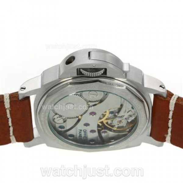 Panerai Luminor OP Logo Unitas 6497 Movement with Black Dial-Brown Leather Strap