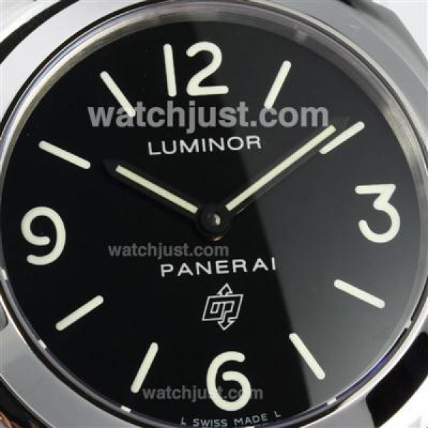 Panerai Luminor OP Logo Unitas 6497 Movement with Black Dial-Brown Leather Strap