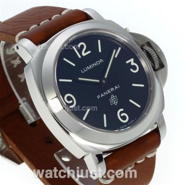 Panerai Luminor OP Logo Unitas 6497 Movement with Black Dial-Brown Leather Strap