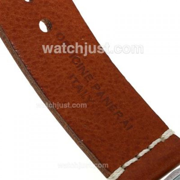 Panerai Luminor Marina Unitas 6497 Movement Swan Neck with Black Dial Green Markers-Brown Leather Strap