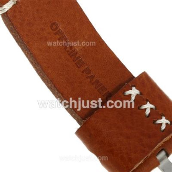 Panerai Luminor OP Logo Unitas 6497 Movement Titanium Case with Black Dial-Brown Leather Strap