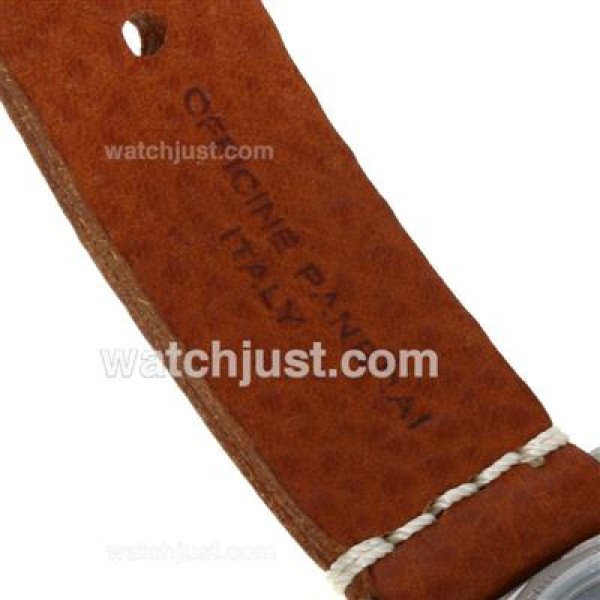 Panerai Luminor OP Logo Unitas 6497 Movement Titanium Case with Black Dial-Brown Leather Strap