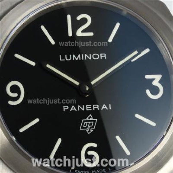 Panerai Luminor OP Logo Unitas 6497 Movement Titanium Case with Black Dial-Brown Leather Strap