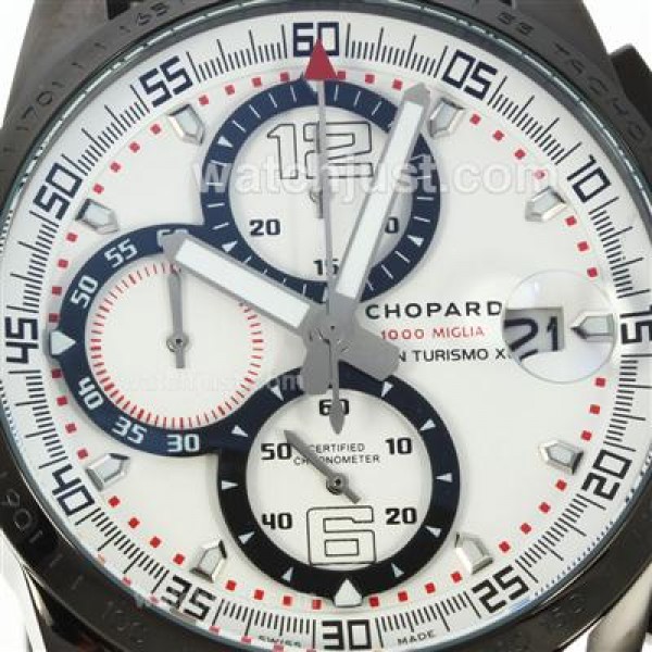 Chopard Gran Turismo XL Alfa Romeo Working Chronograph PVD Case with White Dial-Rubber Strap
