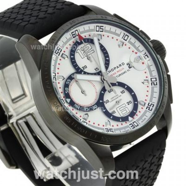 Chopard Gran Turismo XL Alfa Romeo Working Chronograph PVD Case with White Dial-Rubber Strap