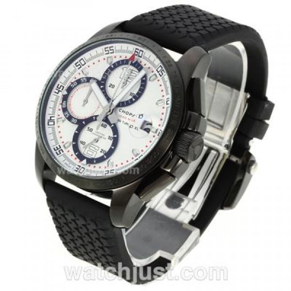 Chopard Gran Turismo XL Alfa Romeo Working Chronograph PVD Case with White Dial-Rubber Strap