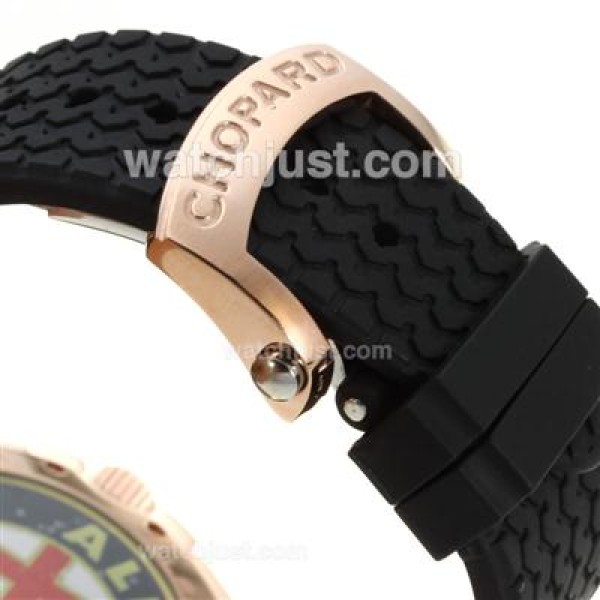 Chopard Gran Turismo XL Alfa Romeo Working Chronograph Rose Gold Case with Black Dial-Rubber Strap