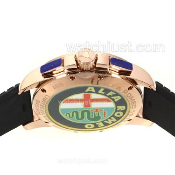 Chopard Gran Turismo XL Alfa Romeo Working Chronograph Rose Gold Case with Black Dial-Rubber Strap