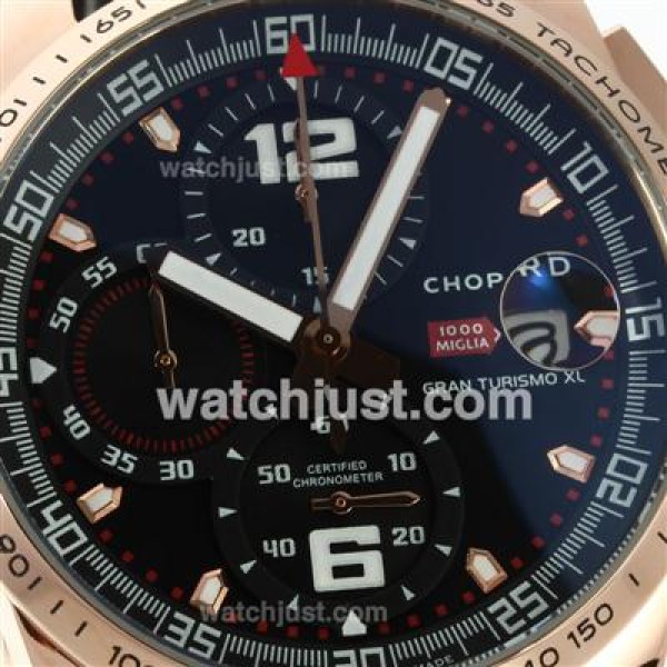 Chopard Gran Turismo XL Alfa Romeo Working Chronograph Rose Gold Case with Black Dial-Rubber Strap