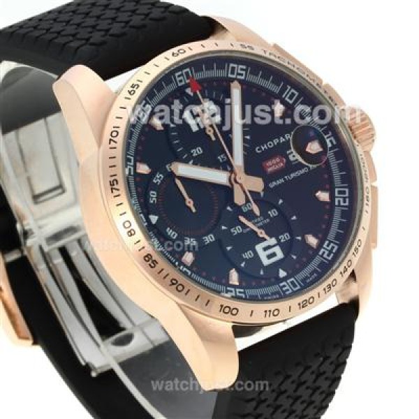 Chopard Gran Turismo XL Alfa Romeo Working Chronograph Rose Gold Case with Black Dial-Rubber Strap