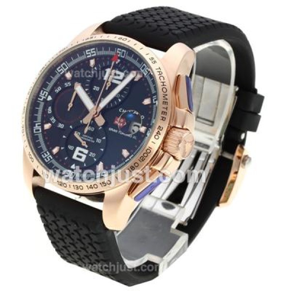 Chopard Gran Turismo XL Alfa Romeo Working Chronograph Rose Gold Case with Black Dial-Rubber Strap