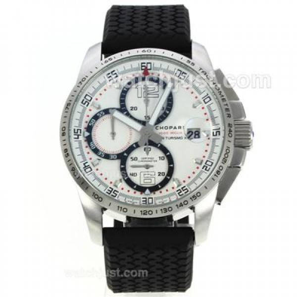 Chopard Gran Turismo XL Alfa Romeo Working Chronograph with White Dial-Rubber Strap