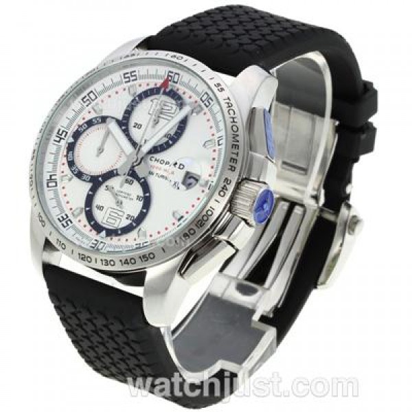 Chopard Gran Turismo XL Alfa Romeo Working Chronograph with White Dial-Rubber Strap