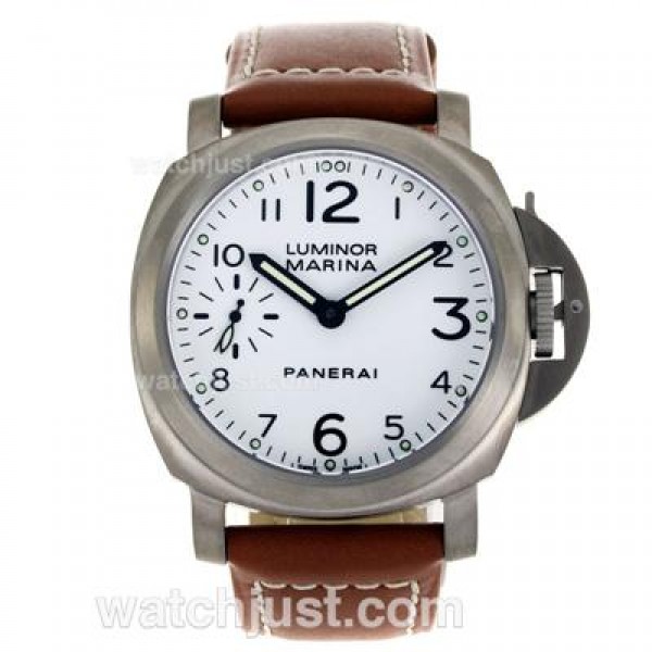 Panerai Luminor Marina Swiss ETA Unitas 6497 Movement Manual Winding Titanium Case with White Dial-AR Coating
