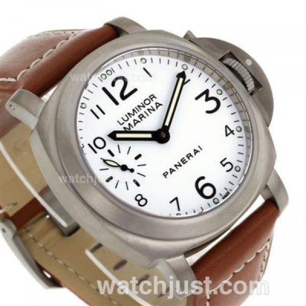 Panerai Luminor Marina Swiss ETA Unitas 6497 Movement Manual Winding Titanium Case with White Dial-AR Coating