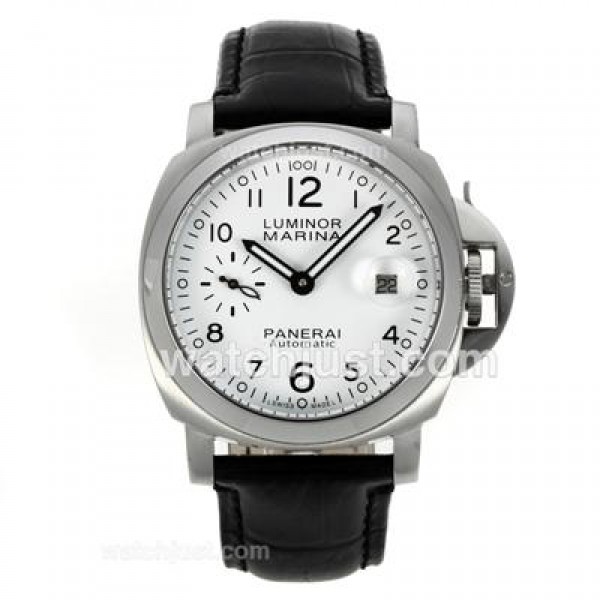Panerai Luminor Marina Automatic with White Dial-Leather Strap