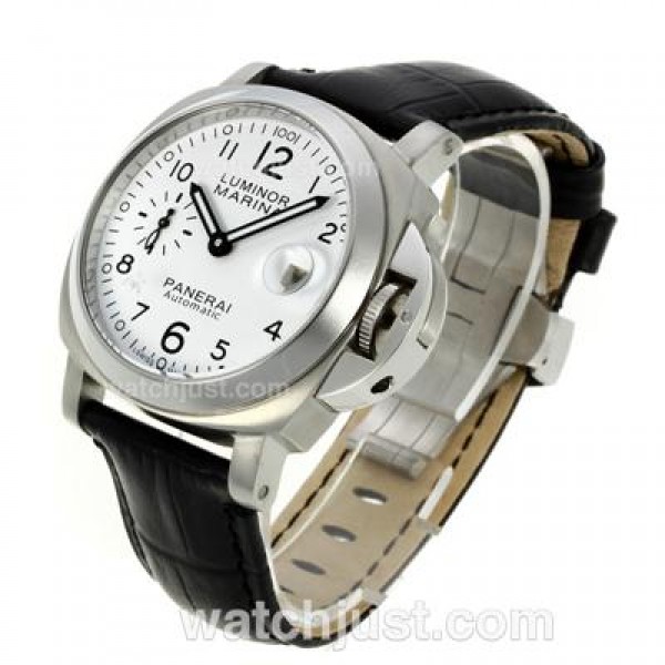 Panerai Luminor Marina Automatic with White Dial-Leather Strap