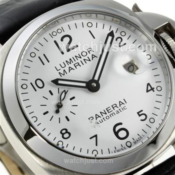 Panerai Luminor Marina Automatic with White Dial-Leather Strap