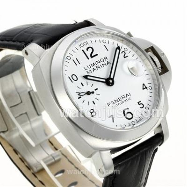 Panerai Luminor Marina Automatic with White Dial-Leather Strap