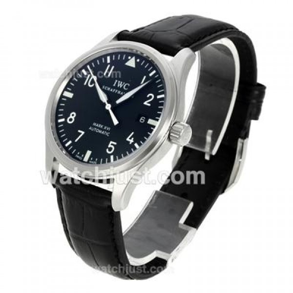 IWC Pilot Mark XVI Swiss ETA 2892 Movement with Black Dial-Leather Strap