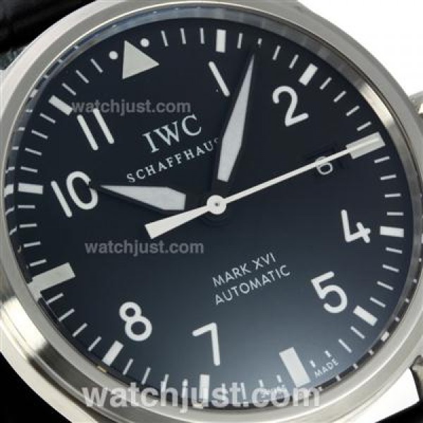 IWC Pilot Mark XVI Swiss ETA 2892 Movement with Black Dial-Leather Strap