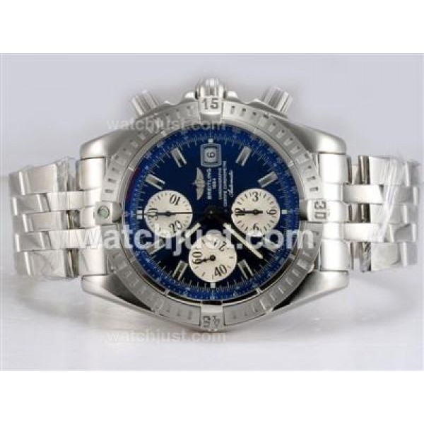 Breitling Chronomat Evolution Chronograph Swiss Valjoux 7750 Movement with Blue Dial