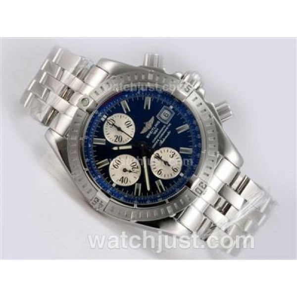 Breitling Chronomat Evolution Chronograph Swiss Valjoux 7750 Movement with Blue Dial