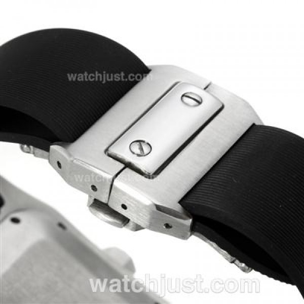 Cartier Santos 100 Swiss ETA 2836 Movement with White Dial-Rubber Strap