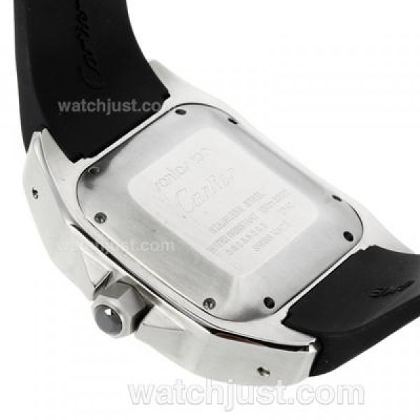 Cartier Santos 100 Swiss ETA 2836 Movement with White Dial-Rubber Strap