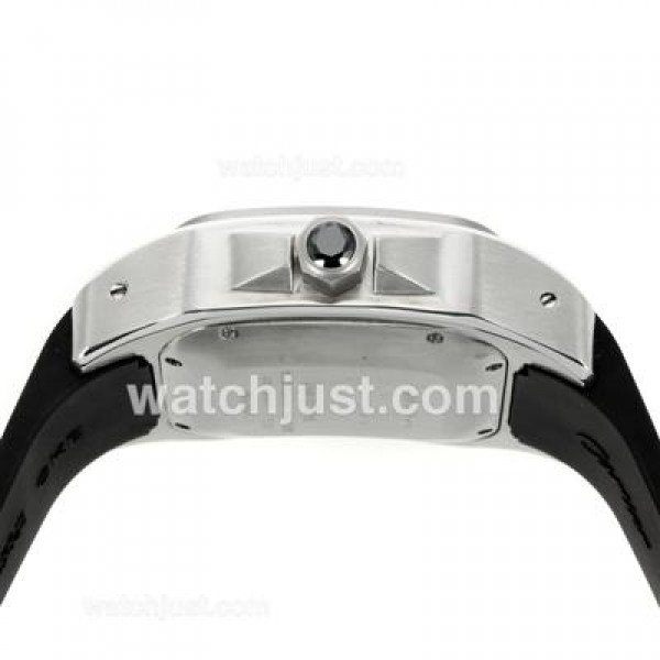 Cartier Santos 100 Swiss ETA 2836 Movement with White Dial-Rubber Strap