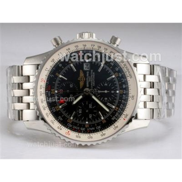 Breitling Navitimer World Chronograph Swiss Valjoux 7750 Movement with Black Dial