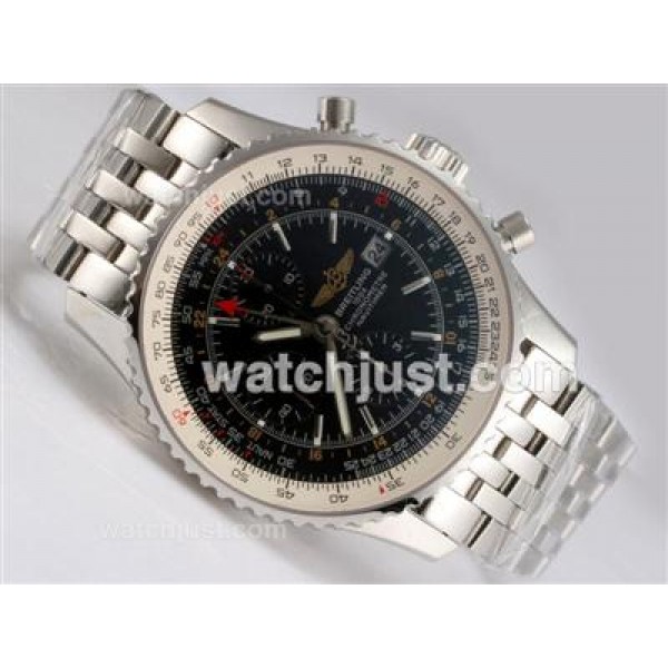 Breitling Navitimer World Chronograph Swiss Valjoux 7750 Movement with Black Dial