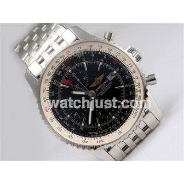 Breitling Navitimer World Chronograph Swiss Valjoux 7750 Movement with Black Dial