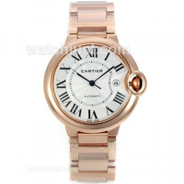 Cartier Ballon bleu de Cartier Automatic Full Rose Gold with White Dial-Sapphire Glass