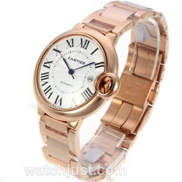 Cartier Ballon bleu de Cartier Automatic Full Rose Gold with White Dial-Sapphire Glass