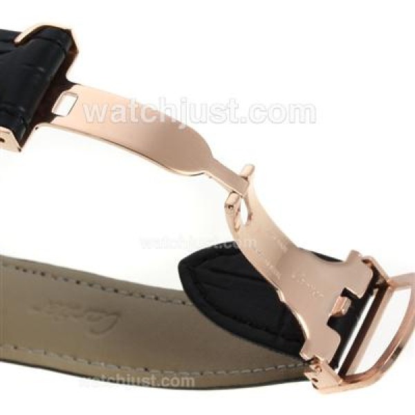 Cartier Ballon bleu de Cartier Automatic Rose Gold Case with Whie Dial-Black Leather Strap