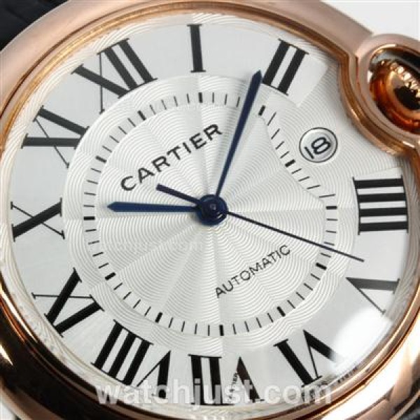Cartier Ballon bleu de Cartier Automatic Rose Gold Case with Whie Dial-Black Leather Strap