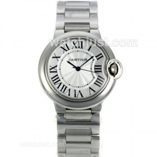 Cartier Ballon bleu de Cartier with White Dial S/S-Sapphire Glass-Medium Size