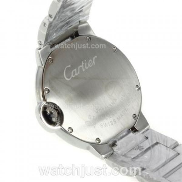 Cartier Ballon bleu de Cartier with White Dial S/S-Sapphire Glass-Medium Size