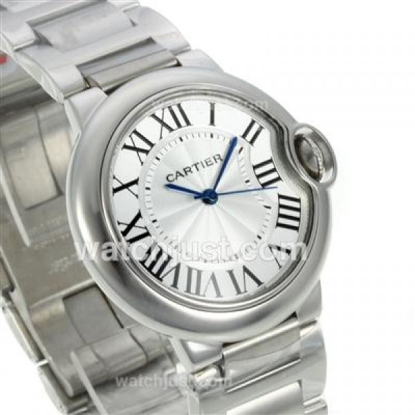 Cartier Ballon bleu de Cartier with White Dial S/S-Sapphire Glass-Medium Size