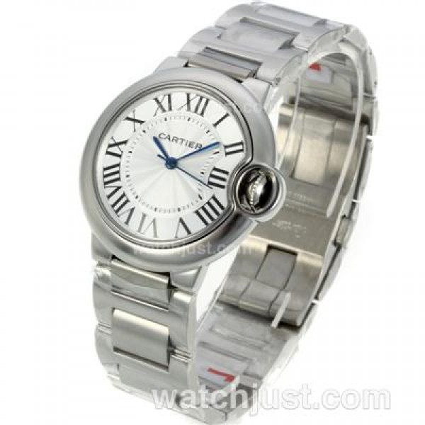 Cartier Ballon bleu de Cartier with White Dial S/S-Sapphire Glass-Medium Size