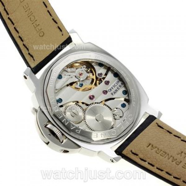 Panerai Luminor Marina Swiss ETA Unitas 6497 Movement with White Dial-Black Leather Strap