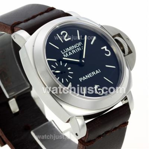 Panerai Luminor Marina Swiss ETA Unitas 6497 Movement with Black Dial-Coffee Leather Strap
