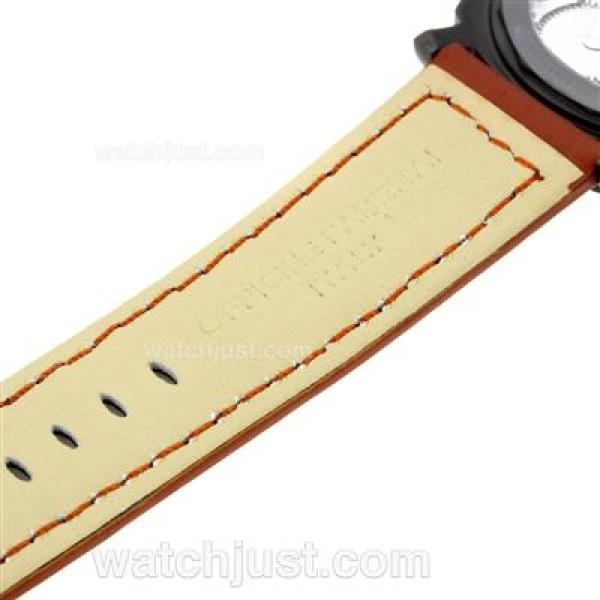 Panerai Luminor Swiss ETA Unitas 6497 Movement PVD Case with Black Dial-Brown Leather Strap