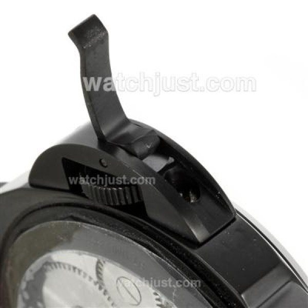 Panerai Luminor Swiss ETA Unitas 6497 Movement PVD Case with Black Dial-Brown Leather Strap