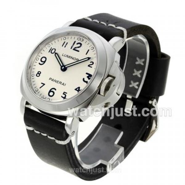 Panerai Luminor Swiss ETA Unitas 6497 Movement Number Markers with White Dial-Leather Strap
