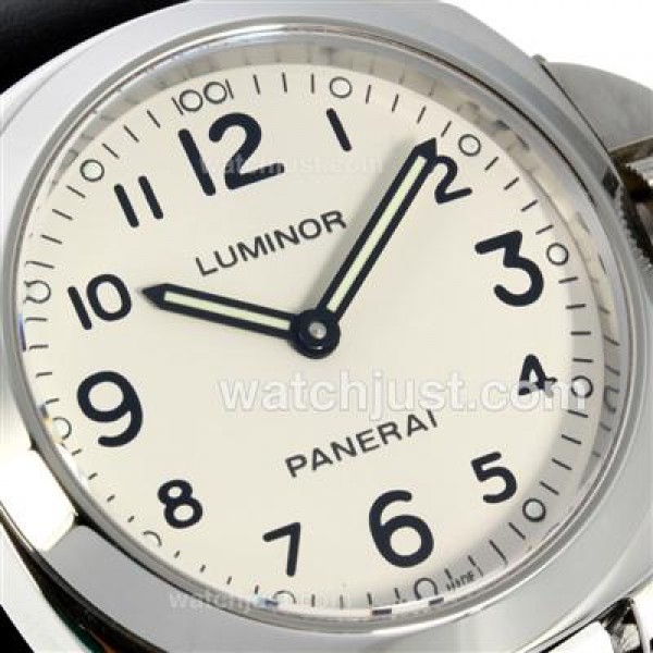 Panerai Luminor Swiss ETA Unitas 6497 Movement Number Markers with White Dial-Leather Strap